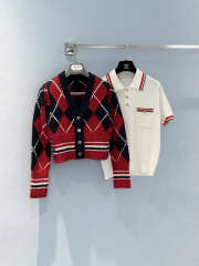 Uubags Thom Browne Argyle Intarsia Merino Wool Shrunken Cardigan Red/Blue - 5