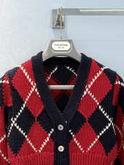 Uubags Thom Browne Argyle Intarsia Merino Wool Shrunken Cardigan Red/Blue - 2