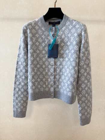 Uubags Louis Vuitton 1AJFS2 Monogram Brushed Knit Cardigan Gris Chine