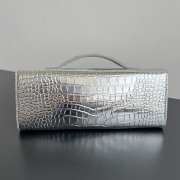 Uubags Bottega Veneta Andiamo Clutch in Metallic Silver Crocodile-Embossed Leather 31x13x3cm - 4