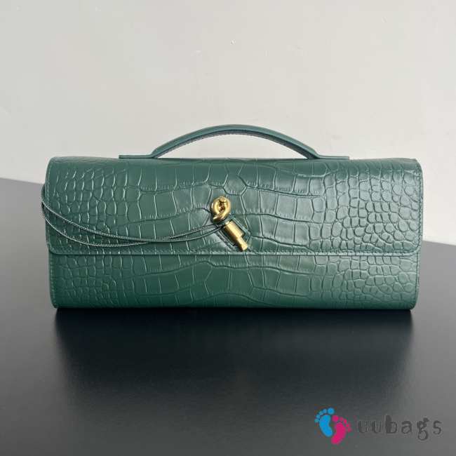 Bottega Veneta Andiamo Clutch in Emerald Green Crocodile-Embossed Leather 31x13x3cm - 1