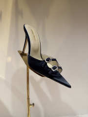 Uubags Andrea Wazen Black Caroline 85 Mules in Satin - 4