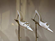 Uubags Andrea Wazen Franca Glitz Mules in white satin - 1