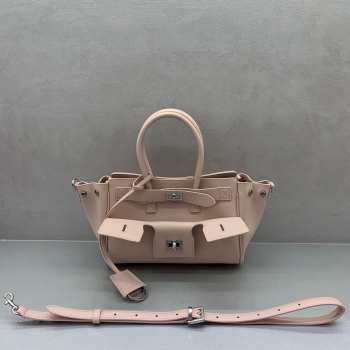 Uubags Balenciaga Bel Air Carry All bag mini in suede pink smooth calfskin, aged-silver hardware 24x10x17cm