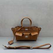 Uubags Balenciaga Bel Air Carry All bag mini in suede brown smooth calfskin, aged-silver hardware 24x10x17cm - 1