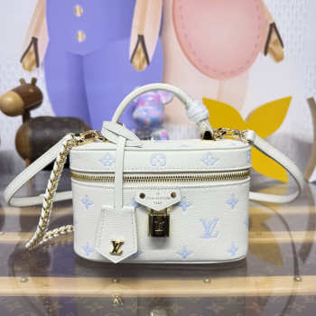 Uubags Louis Vuitton M27744 New Vanity Chain Pouch Monogram Milky White/Blue 19x11.5x6.5cm