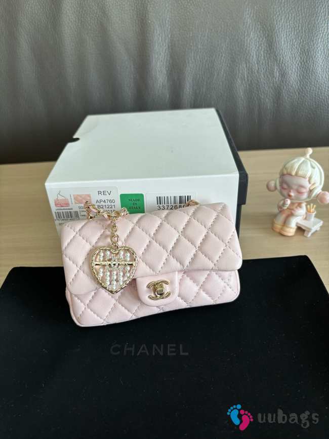 Uubags Chanel flap bag, sequins & gold-tone metal, light pink 20x12.5x6cm - 1
