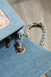 Uubags Chanel Mini Flap Bag Orange/ Blue Tweed & Denim With Gold Hardware 20cm - 6