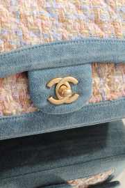 Uubags Chanel Mini Flap Bag Orange/ Blue Tweed & Denim With Gold Hardware 20cm - 3