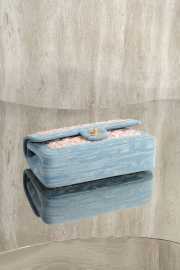 Uubags Chanel Medium Flap Bag Orange/ Blue Tweed & Denim With Gold Hardware 25cm - 5