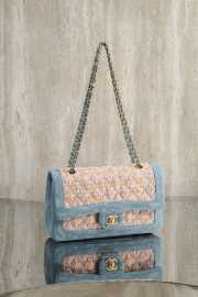 Uubags Chanel Medium Flap Bag Orange/ Blue Tweed & Denim With Gold Hardware 25cm - 4