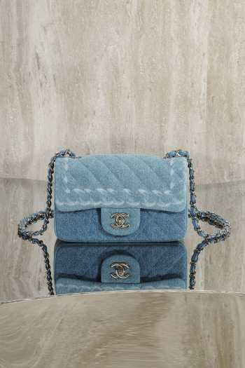 Uubags Chanel Small Classic Flap Blue Washed Denim With Silver Hardware 20cm