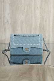 Uubags Chanel Medium Classic Flap Blue Washed Denim With Silver Hardware 25cm - 1