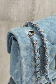 Uubags Chanel Medium Classic Flap Blue Washed Denim With Silver Hardware 25cm - 5