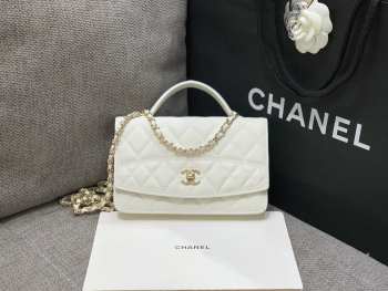 Uubags Chanel Small 25C Top Handle Bag in White 17x19.5x5cm