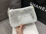 Uubags Chanel Mesh Shiny Lambskin Clutch With Chain White 15x21.5x6cm - 6