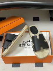 Uubags Hermes Old espadrille noir natural leather sole with natural rubber insert - 5