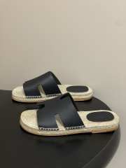 Uubags Hermes Old espadrille noir natural leather sole with natural rubber insert - 4