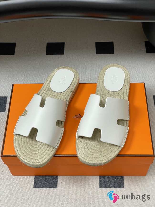 Uubags Hermes Old espadrille white natural leather sole with natural rubber insert - 1