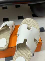 Uubags Hermes Old espadrille white natural leather sole with natural rubber insert - 5