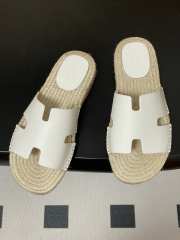 Uubags Hermes Old espadrille white natural leather sole with natural rubber insert - 2