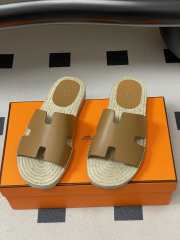 Uubags Hermes Old espadrille brown natural leather sole with natural rubber insert - 1