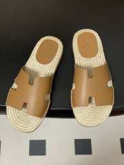 Uubags Hermes Old espadrille brown natural leather sole with natural rubber insert - 4