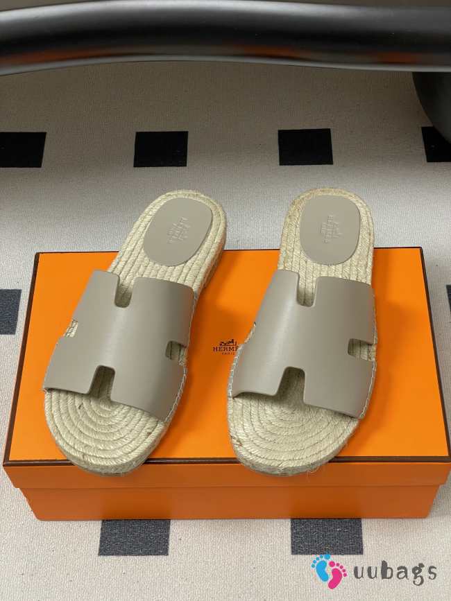 Uubags Hermes Old espadrille light grey natural leather sole with natural rubber insert - 1