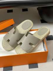 Uubags Hermes Old espadrille light grey natural leather sole with natural rubber insert - 2