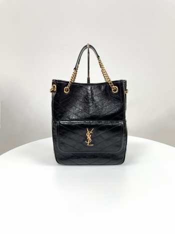 Uubags YSL Niki small shopping bag in black vintage calfskin 25x30x8cm