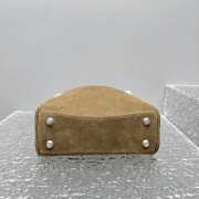 Uubags Balenciaga Rodeo handbag mini in noce/white suede calfskin and white fleecel, aged-silver hardware - 5