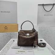 Uubags Balenciaga Rodeo Handbag mini in light espresso waxed suede calfskin and smooth calfskin, aged-silver hardware - 1
