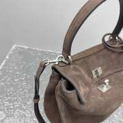 Uubags Balenciaga Rodeo Handbag mini in light espresso waxed suede calfskin and smooth calfskin, aged-silver hardware - 5