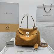 Uubags Balenciaga Rodeo handbag in medium tan waxed suede calfskin and smooth calfskin, aged-silver hardware - 2