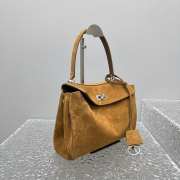 Uubags Balenciaga Rodeo handbag in medium tan waxed suede calfskin and smooth calfskin, aged-silver hardware - 3