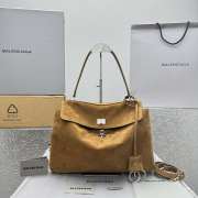 Uubags Balenciaga Rodeo handbag in large tan waxed suede calfskin and smooth calfskin, aged-silver hardware - 1