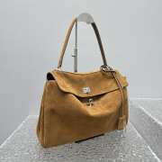 Uubags Balenciaga Rodeo handbag in large tan waxed suede calfskin and smooth calfskin, aged-silver hardware - 5