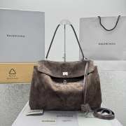 Uubags Balenciaga Rodeo handbag in light espresso waxed suede calfskin, aged-silver hardware - 1