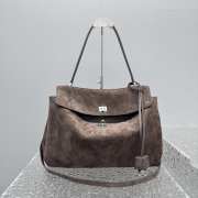 Uubags Balenciaga Rodeo handbag in light espresso waxed suede calfskin, aged-silver hardware - 5