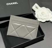 Uubags Chanel 19 Card Holder Quilted Leather Light Grey 7.5x11.2x0.5cm - 2
