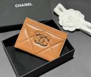 Uubags Chanel 19 Card Holder Quilted Leather Caramel 7.5x11.2x0.5cm - 3
