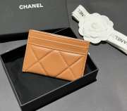 Uubags Chanel 19 Card Holder Quilted Leather Caramel 7.5x11.2x0.5cm - 2
