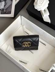 Uubags Chanel 19 Small Flap Wallet Lambskin Black 9.5x10.7x2.7cm - 2