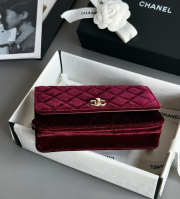 Uubags Chanel 25A Pearl Crush wallet on chain in burgundy quilted velvet 12.3x19.2x3.5cm - 6