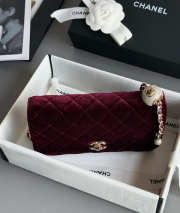 Uubags Chanel 25A Pearl Crush wallet on chain in burgundy quilted velvet 12.3x19.2x3.5cm - 5