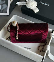 Uubags Chanel 25A Pearl Crush wallet on chain in burgundy quilted velvet 12.3x19.2x3.5cm - 2