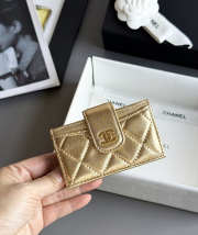 Uubags Chanel Classic Flap Card Holder Gold Metallic Lambskin With Gold-tone Metal 10.4x7x2cm - 1