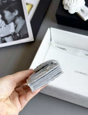 Uubags Chanel Classic Flap Card Holder Silver Metallic Lambskin With Silver-tone Metal 10.4x7x2cm - 4