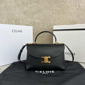 Uubags Celine Medium Nino Bag In Black Supple Grained Calfskin 25x17.5x10cm