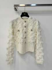 Uubags Balmain Cropped Fringe-Effect Knit Cardigan with Decorative Buttons - 1